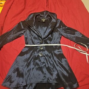 Frank Lyman Irridescent Long Navy Coat